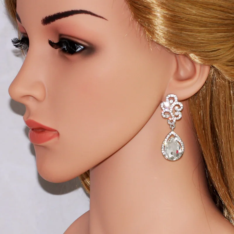 OCESRIO Воды Падение Висячие Серьги для Женщин ААА Австрия Кристалл серьги серебро с