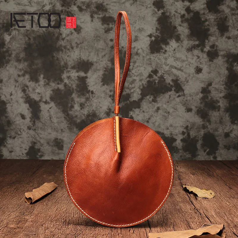 1 AETOO, продукт, первый слой, женская сумка, кожа, для мобильного телефона, для смены руки, сумка, дзен, Ретро стиль, кожа, Круглый клатч - Цвет: 1