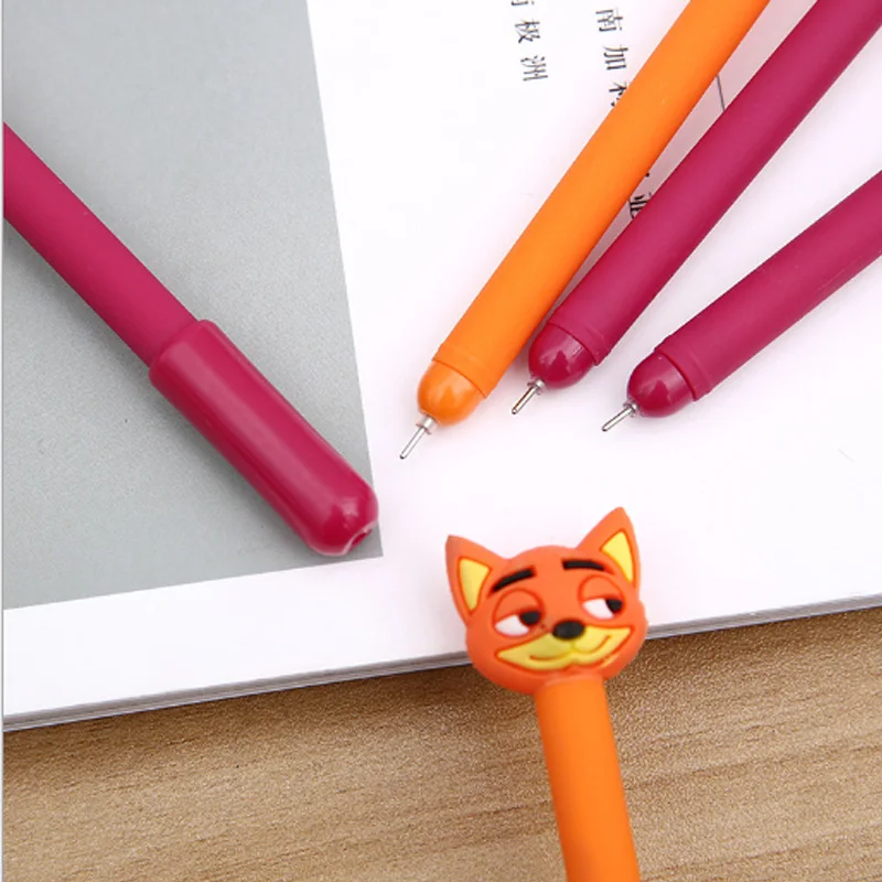 2 шт./лот, мультяшная креативная гелевая ручка kawaii Fox and beargel, Черная гелевая ручка, креативная нейтральная ручка, школьные канцелярские принадлежности, креативный подарок