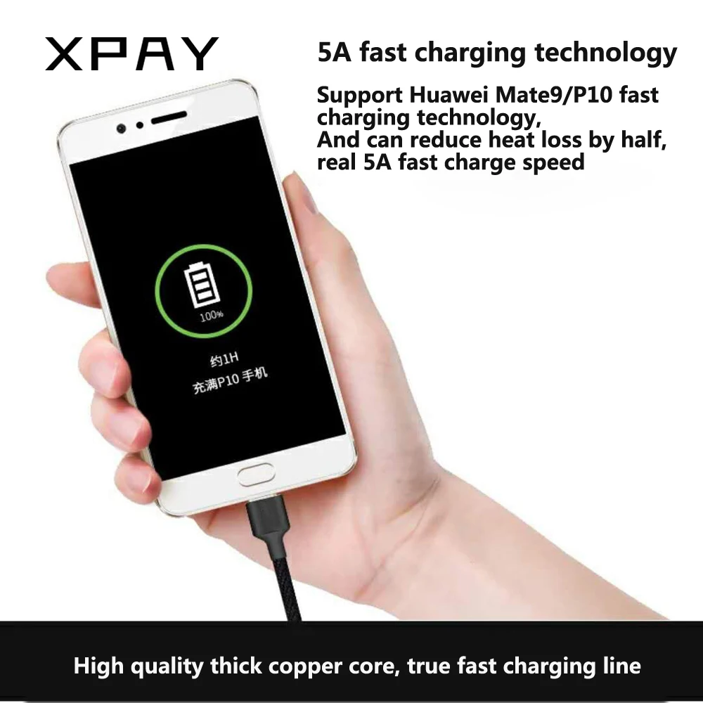 XPAY 5A type C кабель USB 3 1 для быстрой передачи данных Supercharge зарядное устройство huawei mate