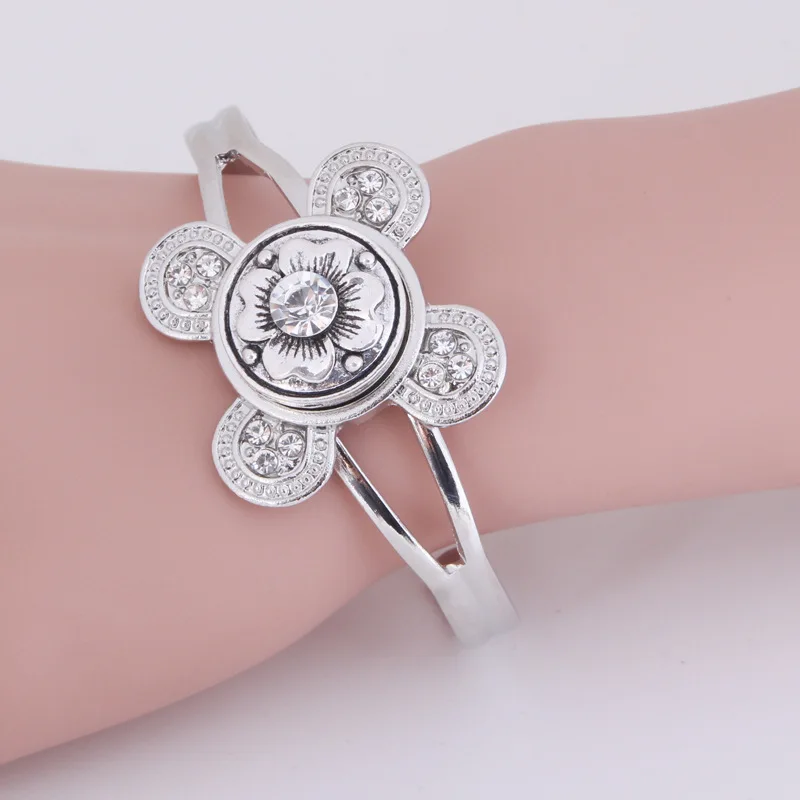 Милые Стразы браслеты с застежкой 18 мм ювелирные изделия винтажный цветок милый