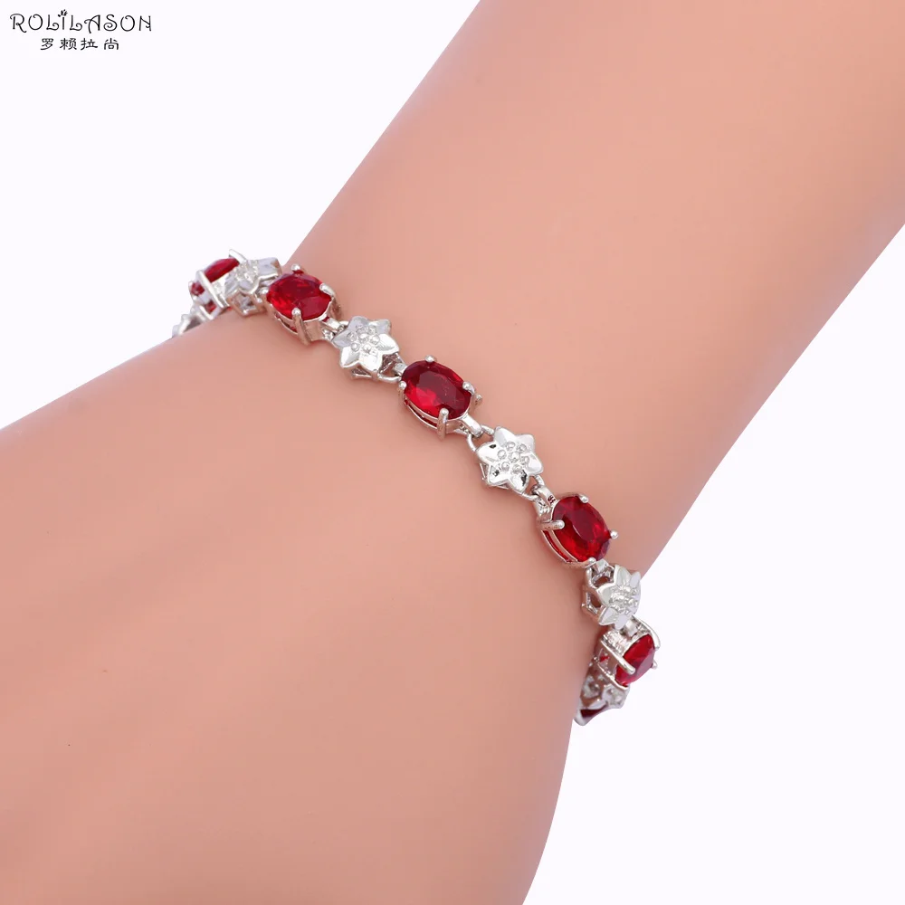 ROLILASON Королевский гранат ювелирные изделия Красный Циркон нежный Стиль