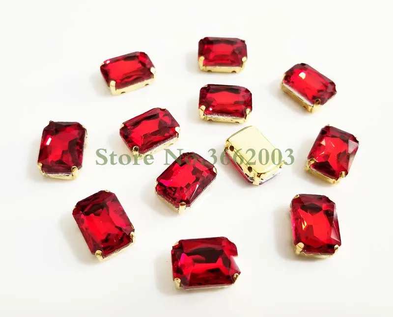 Бесплатная доставка красные Прямоугольные Стеклянные кристаллические камни для