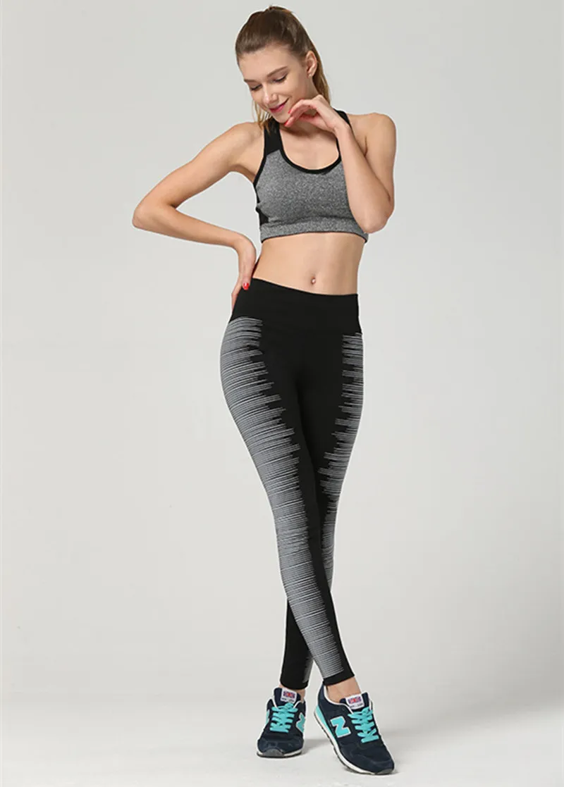 

Quick Dry Black Reflective Night Running Tights With Zip Pocket High Waist Women Fitness Gym Sport Trousers Elastic Slim Legging