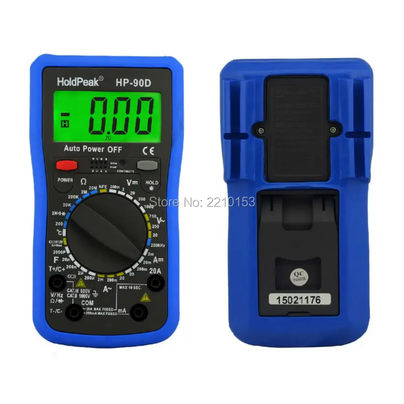 HoldPeak HP-90D 1000V& 20A цифровой универсальный тестер Температура/частота/Емкость тестер 90D