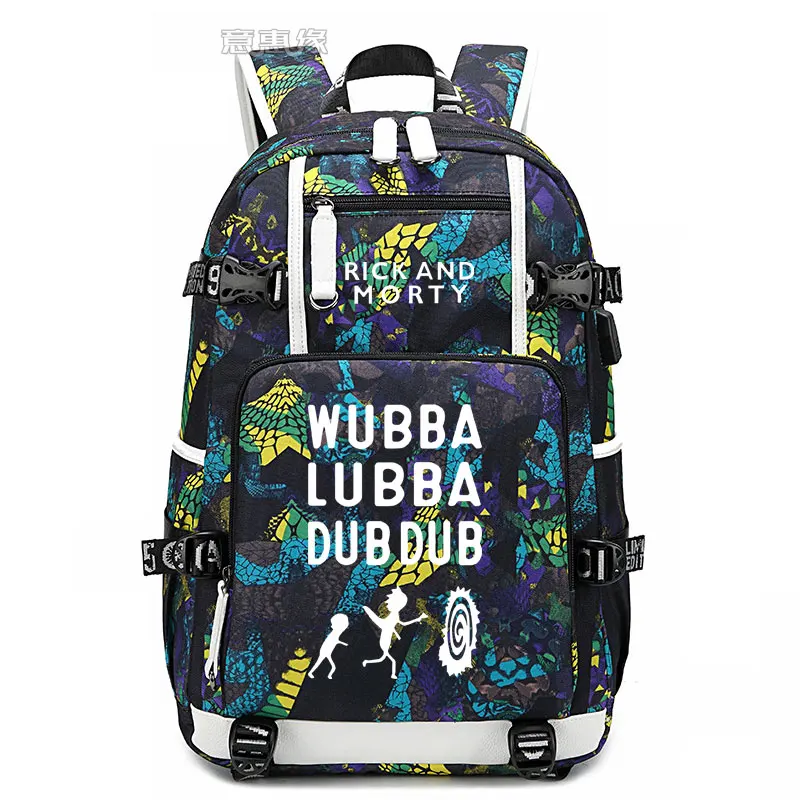Школьный рюкзак Mochila, модная сумка для ноутбука с принтом, мужские дорожные сумки, рюкзак с зарядкой через usb, рюкзак Rick and marty, Оксфорд