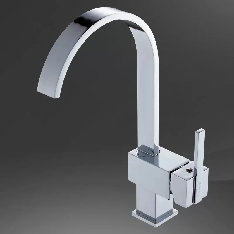 

free shipping kitchen sink mixer tap waterfall taps brass chrome finish faucets single hole kitchen basin faucet G-8052-4