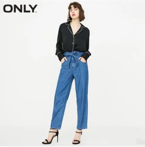 Только джинсы с высокой талией и прямым ремнем | 118332505 - Цвет: 390Jeans Blue