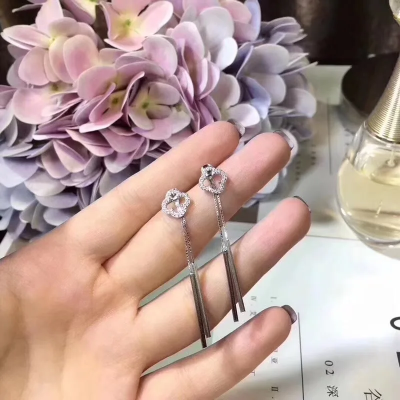925 Серьги Серьги-гвоздики Tremella линия моды микро-инкрустированные циркон |