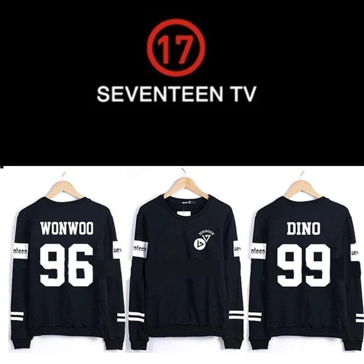 Seventeen Kpop Wonwoo Mingyu Sooyoung Jihoon Jerry K-pop EXO Свитшот 17 карат рубашка с номером семнадцать