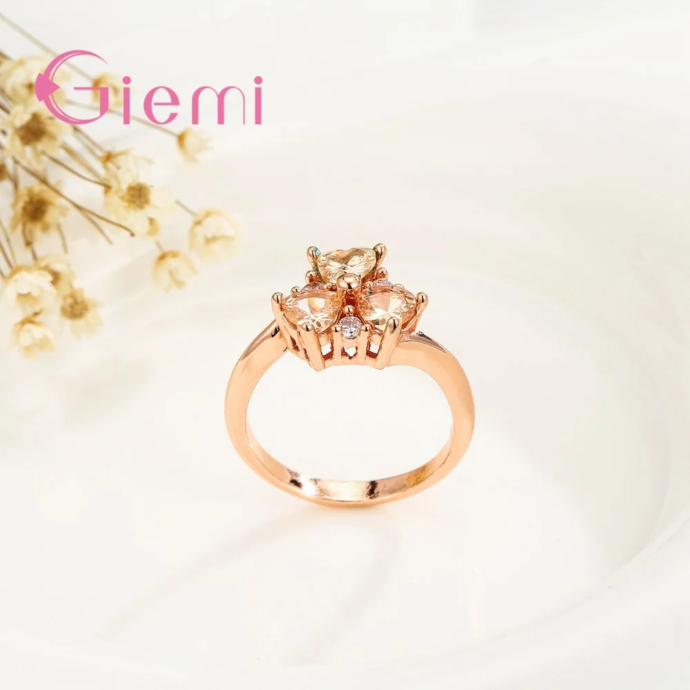 Big Promotion Fashion Popular Jewelry Rose Gold Champagne Color Cubic Zirconia Ring For Women Happy Birthday Party Gift | Украшения и