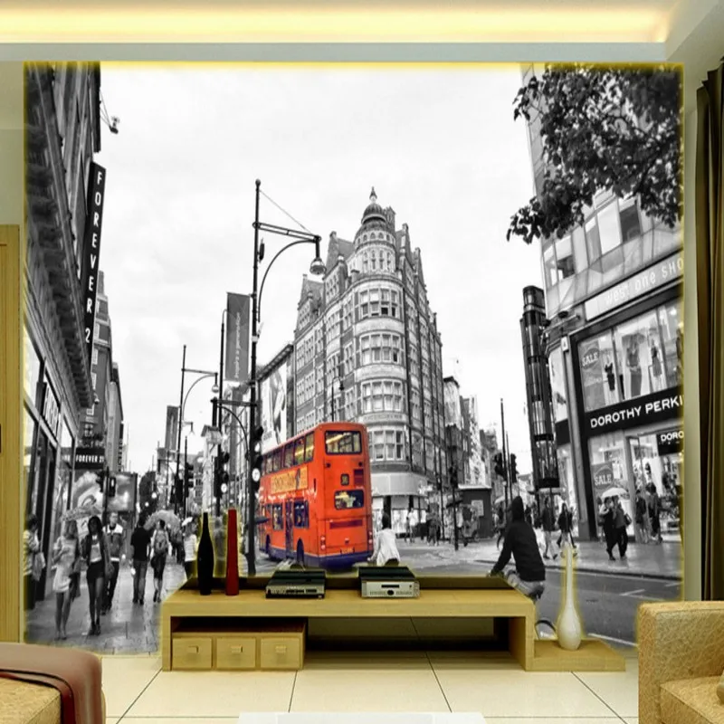Фотообои британское впечатление черный белый Лондон уличная архитектура