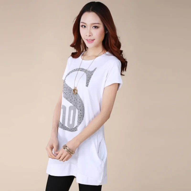 Summer women t-shirt 2018 new Large size short-sleeved thin female T-shirt loose medium long Round neck ladies top cw211 | Женская