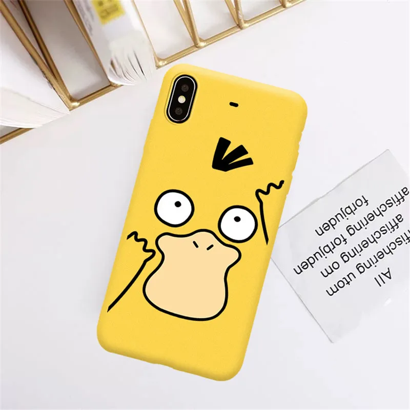Style 5 Милый мультяшный Psyduck Pika чехол для телефона для iPhone 7 X XS MAX XR 8 6 6s Plus Мягкий матовый желтый силиконовый чехол - Цвет: Style 5