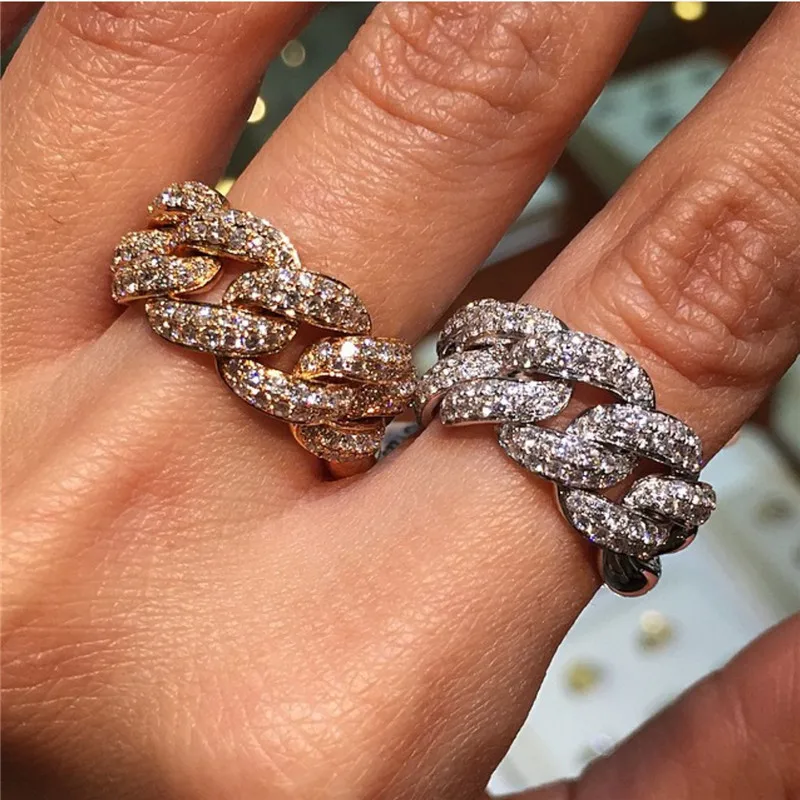 Мужские кубинские звенья кольца choucong серебряное кольцо со льдом ПАВЕ AAAAA фианиты