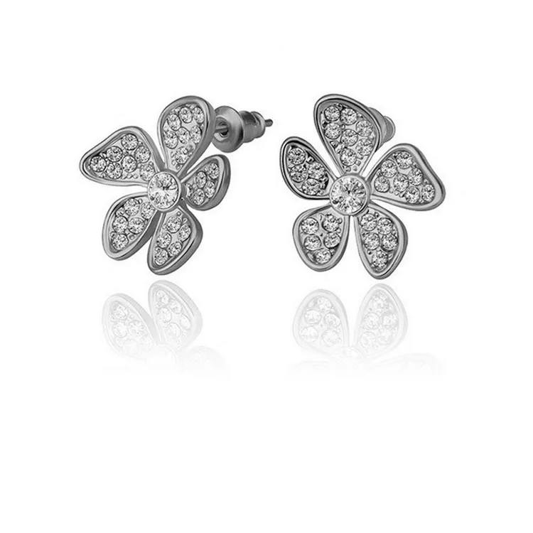 Модные ювелирные изделия 2017 серьги-гвоздики в виде цветка из желтого золота с