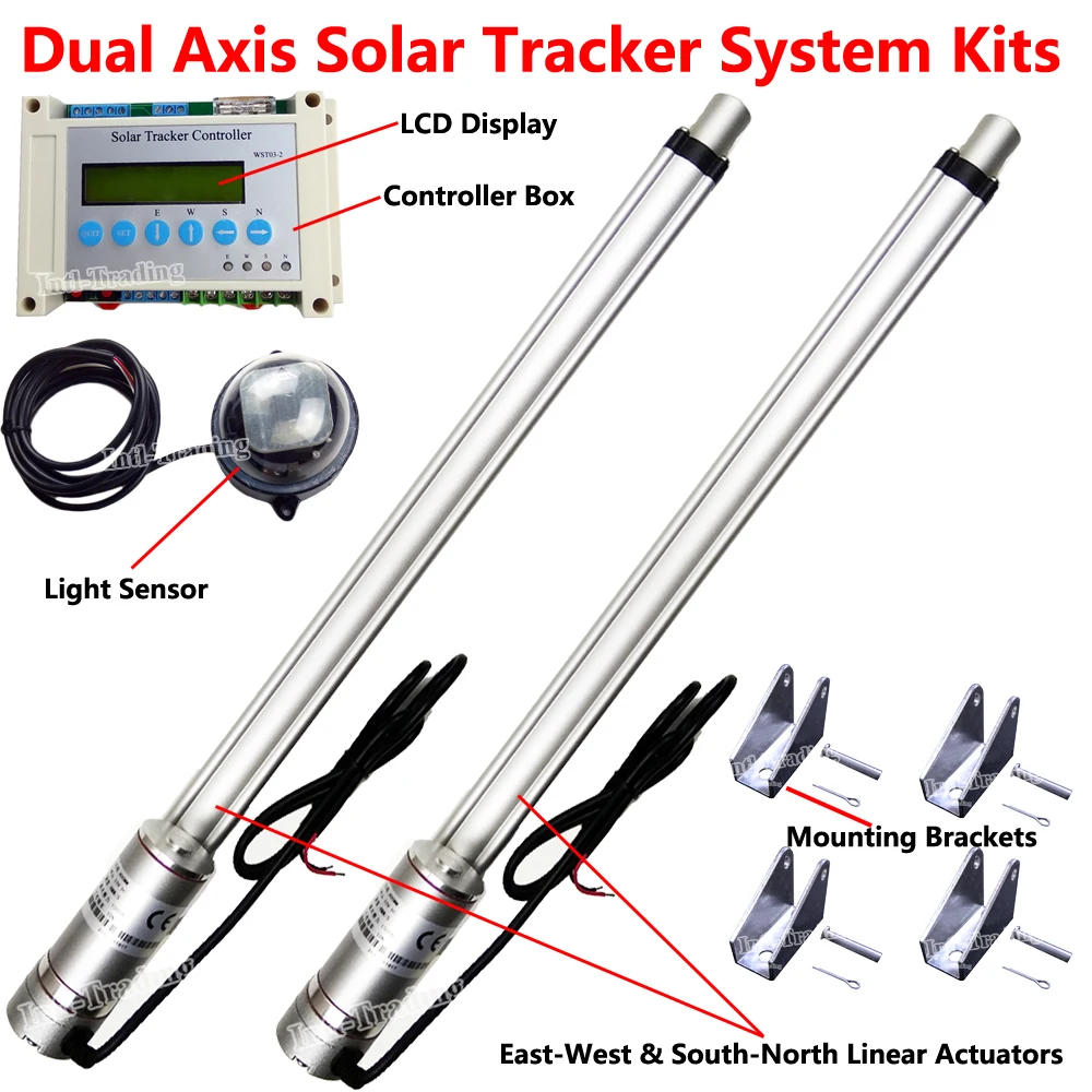 

Electric Sun Track LCD Controller &2*18" Linear Actuator 1500N 12V Motor DIY Dual Axis Solar Panel Tracking Sunlight Tracker Kit