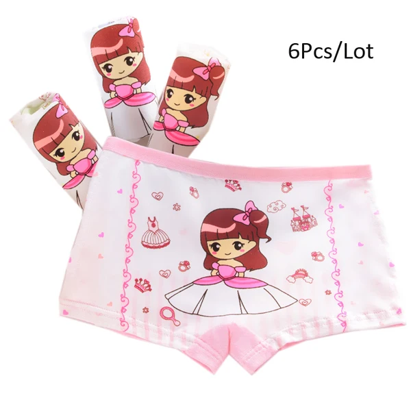 Color S 6 Pcs Хорошее качество; 6 шт./лот; стиль; детское хлопковое нижнее белье для девочек; милые короткие трусы; детские трусы; смешанные цвета - Цвет: Color S 6 Pcs