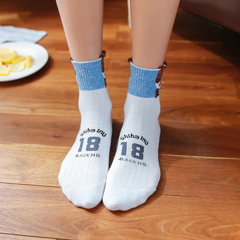 5 пар/лот забавные Женские носочки уличная одежда милые животные цифровой принт