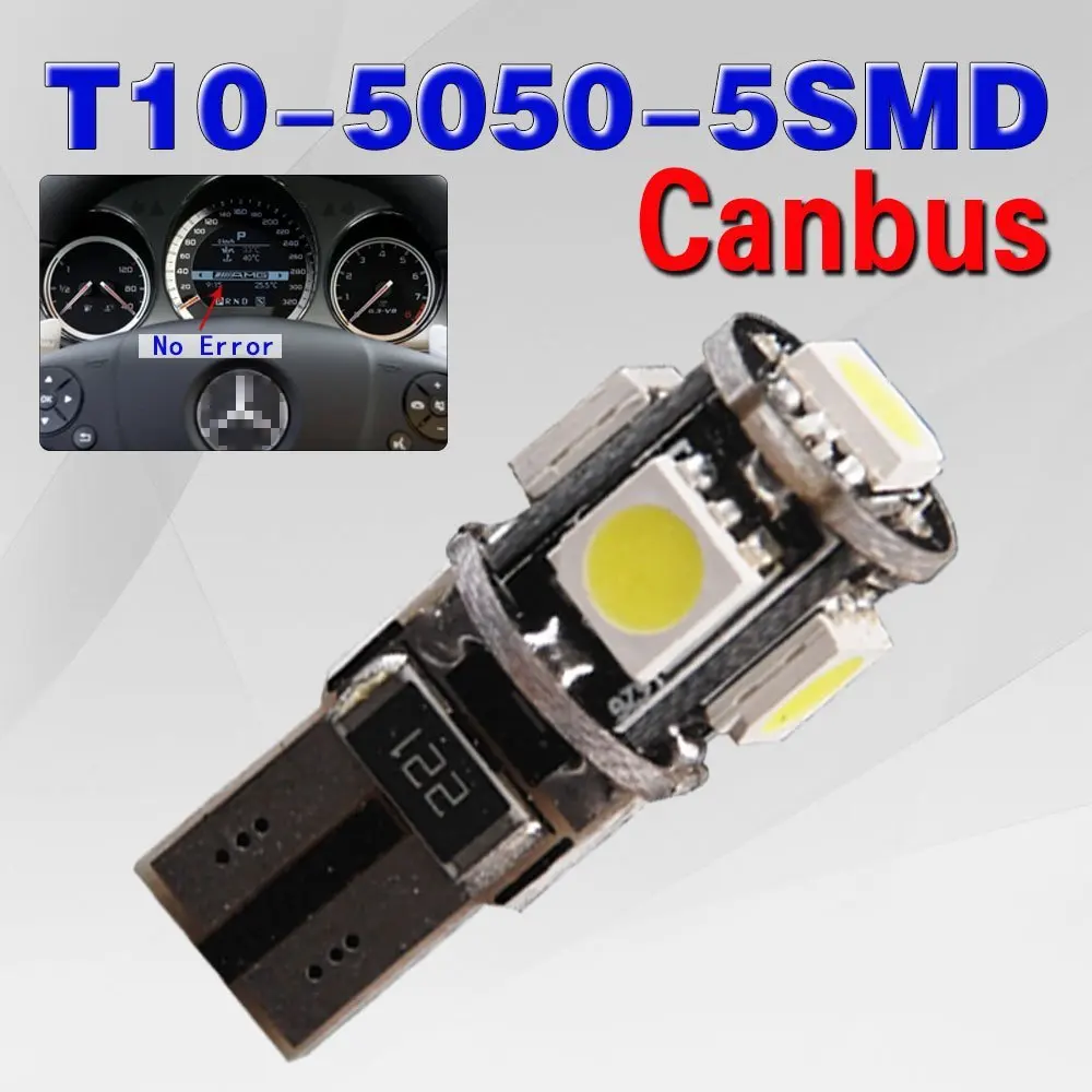 20 шт. светодиодный W5W T10 194 168 Canbus 5050 автомобильный светильник 5 SMD без ошибок