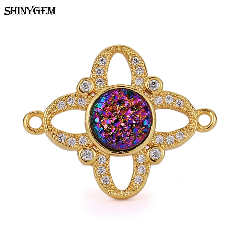 2020 SHINYGEM микро с паве драгоценными камнями ювелирные изделия фурнитура 24K