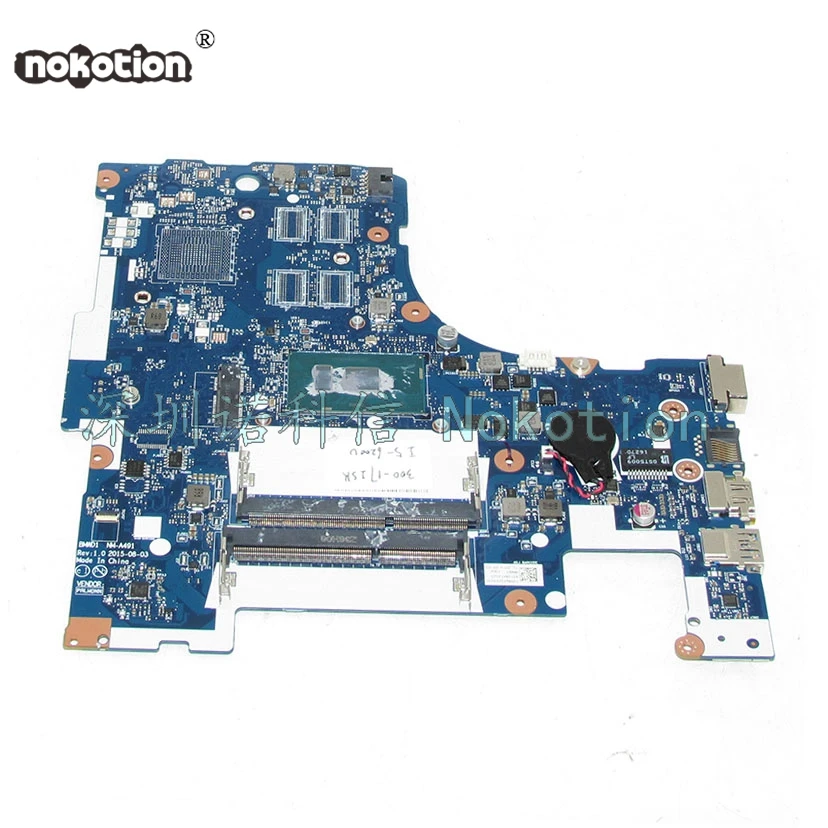 

NOKOTION 5B20K61885 BMWD1 NM-A491 Main board for lenovo ideapad 300-17ISK laptop motherboard SR2EY I5-6200U DDR3L full test