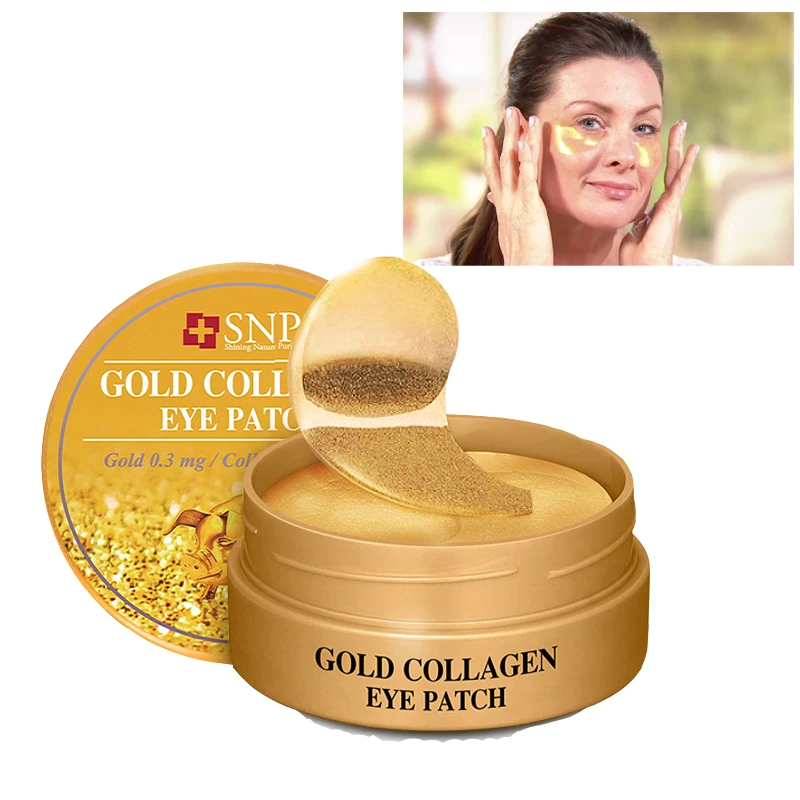 SNP Gold Collagen Eye Patch 60 PCS 0.3mg Gold 1000mg Hydrolyzed Collagen Plant Extract Moisturizing Anti Wrinkle Eye Masks