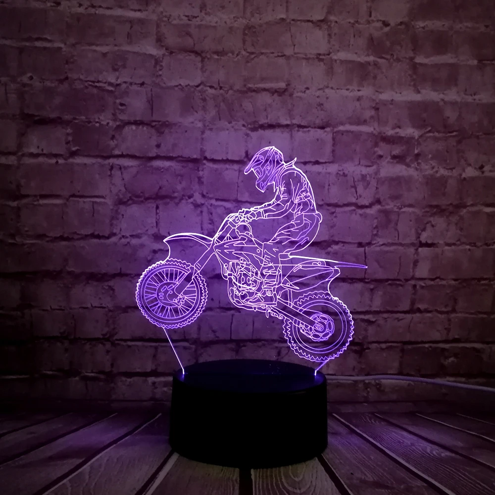 Новинка, светодиодный 3d-ночник, человек, езда, мото rcycle moto cykel, светодиодный свет, игровой автомобиль, 7 цветов, изменение, подарок для мальчика, декоративная игрушка для moto RC