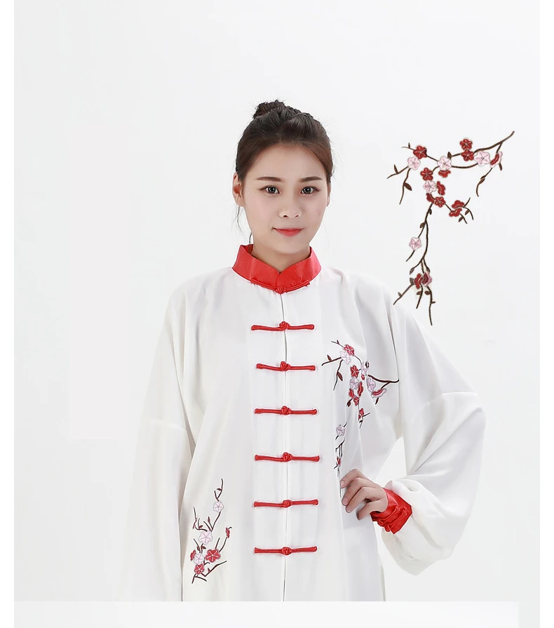Women Traditional Chinese Clothing Embroidery Long Sleeved Wushu TaiChi KungFu Uniform Suit Uniforms Tai Chi Exercise Clothing