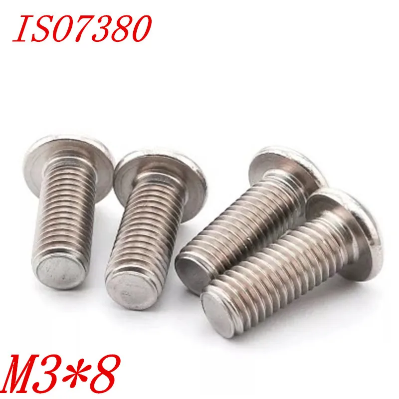 100 шт. ISO7380 304 нержавеющая сталь m3 * 8 M3x8 шестигранные винты с шестигранной головкой