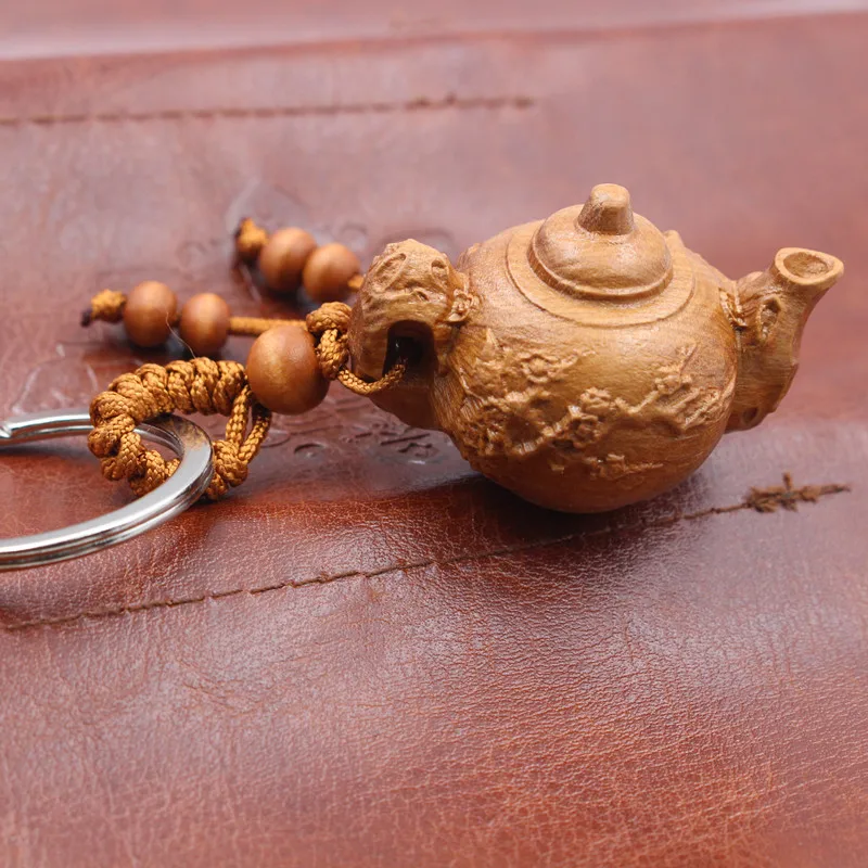 Брелок Yanting из дерева брелок с чайником сливы автомобильные брелки для женщин и