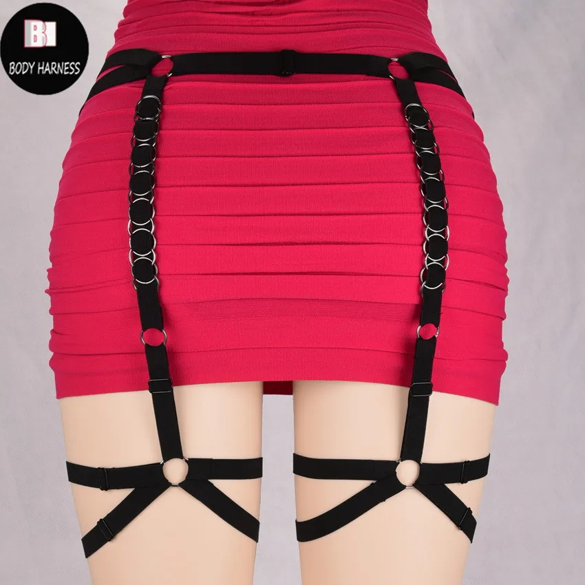 Сексуальное женское нижнее белье пояс для чулок в стиле панк портупея тела