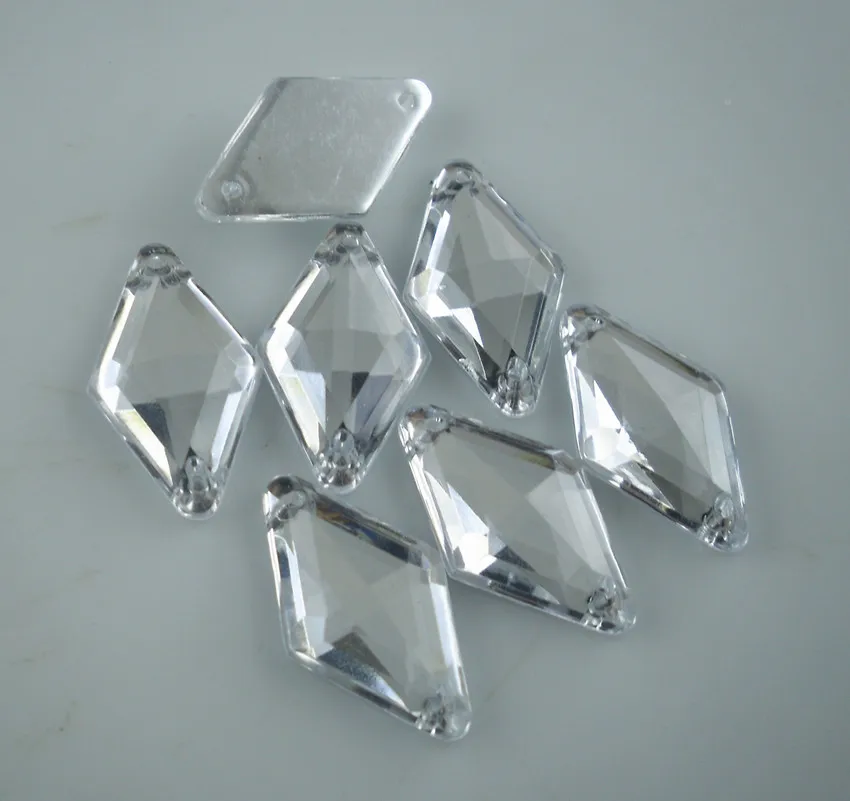 Diy Both ends hole steeple faceted rhombus Acrylic resin Crystal silver flat back Rhinestone clothing applique sew 50pcs L W | Дом и сад