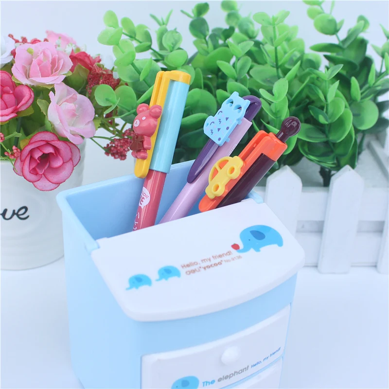 5 шт./лот пластиковая шариковая ручка с мультяшным декором для студентов офиса