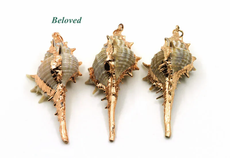 

Hot Sale Ocean Shell Conch Pendant Charms, Natural Gold Color Seashell Findings ForJewelry Making, Long Necklace Charms, BG18159