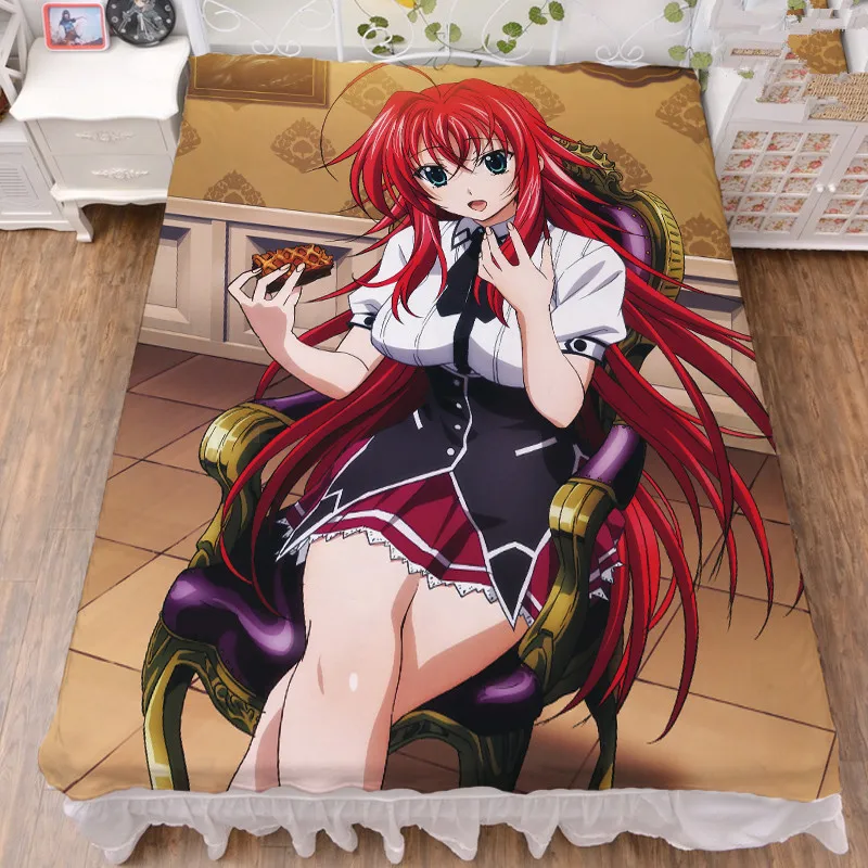 Offerte Anime High School DxD Personaggio Rias Gremory Toujou Koneko Lenzuolo In Fibra Di Latte E Coperta Di Flanella Trapunta Estiva 150x200CM