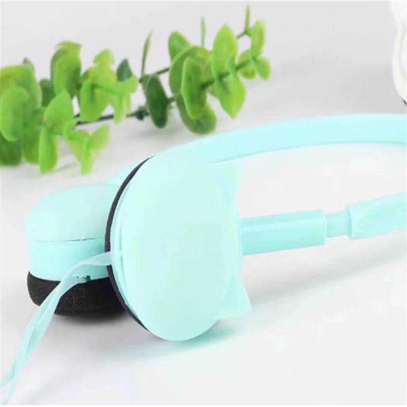 

3.5mm Cute Cat Colored Stereo Wired Headphones Headset Earphones for Samsung Xiaomi mp3 Kids Student Birthday Gifts Retail box