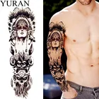 Лидер продаж, индийский воин, большая временная татуировка на всю руку, стикер GQSQ30 для мужчин, женщин, мужчин, имитация водяной татуировки, рукав, плечо, искусственная татуировка