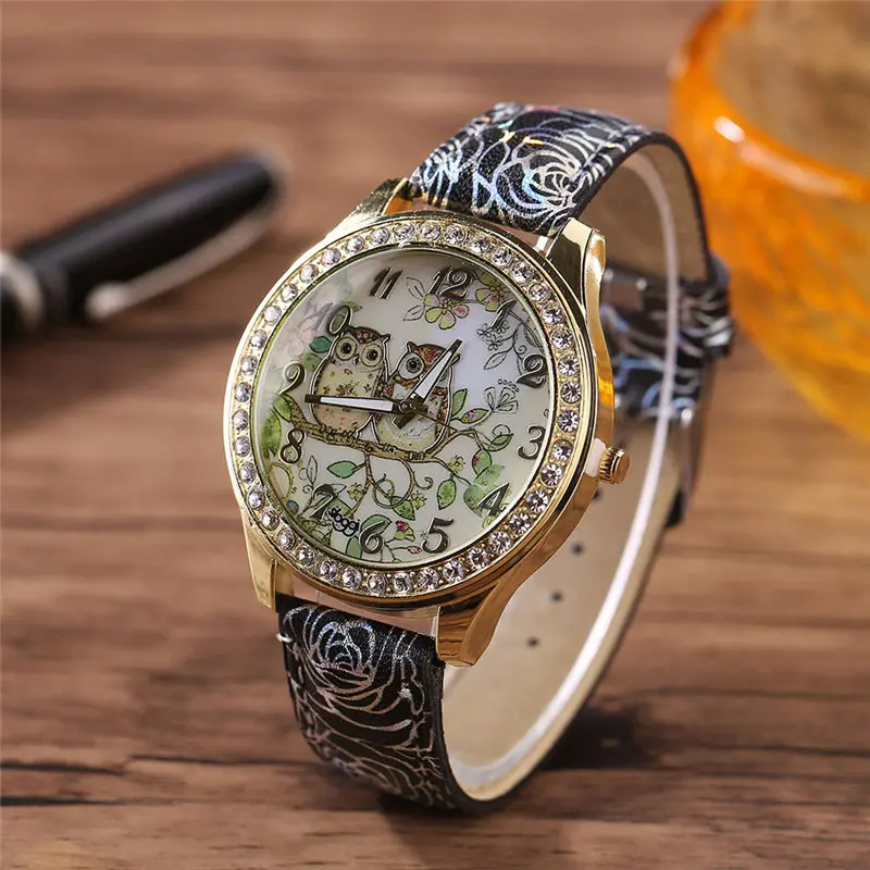 Роскошные женские часы Montre Femme, лучший бренд, мужские и женские универсальные парные модели с рисунком совы, кварцевые часы с бриллиантами, Reloj* A