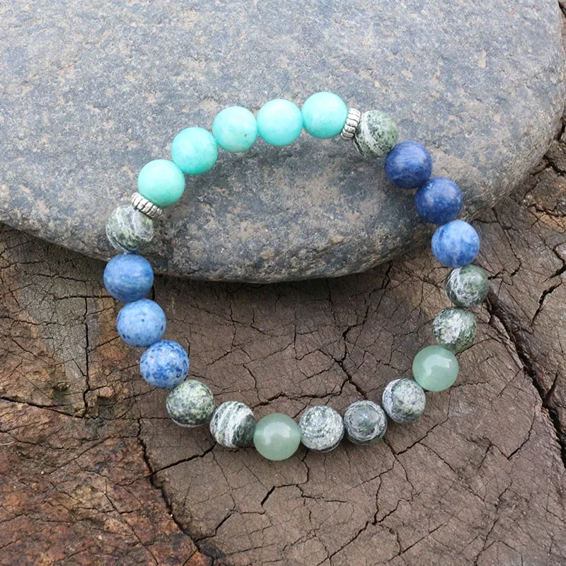 Амазонит 8 мм подвеска из зеленой авентурина и зеленая Яшма с зебрами крашеный