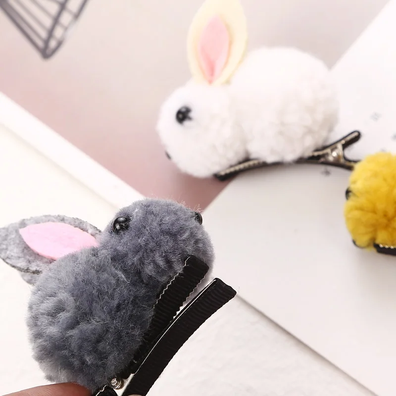 Новинка 2019 модные милые заколки для волос с шариками из кроличьего меха девочек