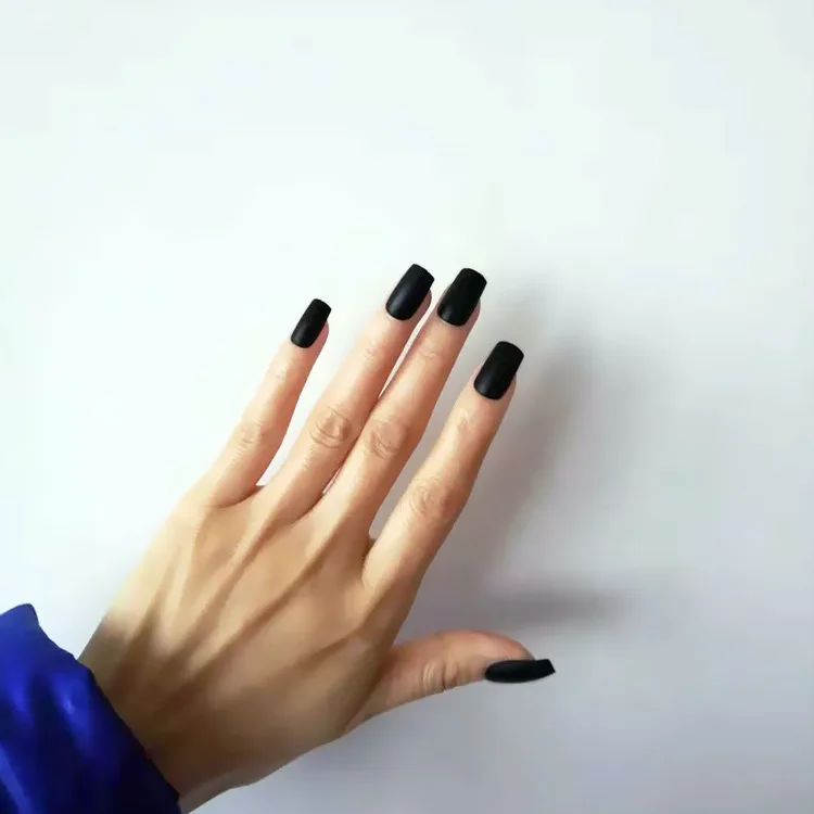 Гроб поддельные ногти с клеем средней длины балетные матовые Diy Дизайн ногтей наконечник аксессуар 24 шт. черный пресс на ногти уход за руками