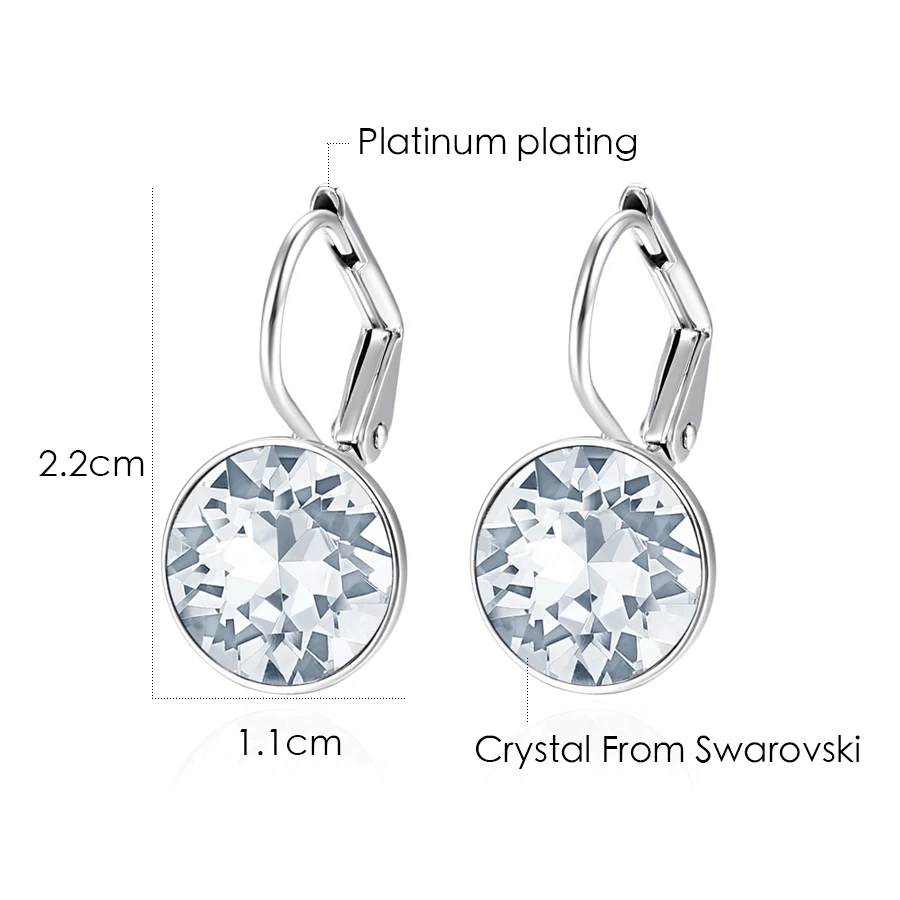 Круглые маленькие серьги-гвоздики с кристаллами Swarovski для женщин, Новые Модные Серьги серебряного цвета, свадебные ювелирные изделия, подарок для девушек
