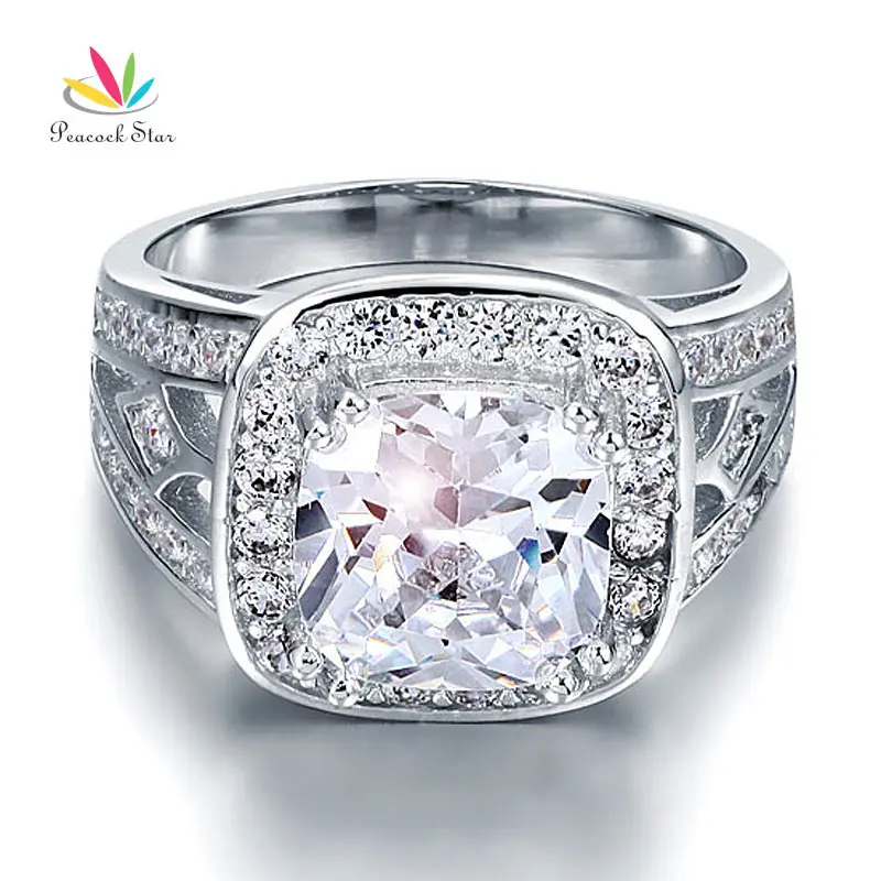 Павлин звезда Книги по искусству деко Винтаж 4 ct Подушки твердые 925 Серебряная свадьба Обручение кольца ювелирные изделия cfr8091