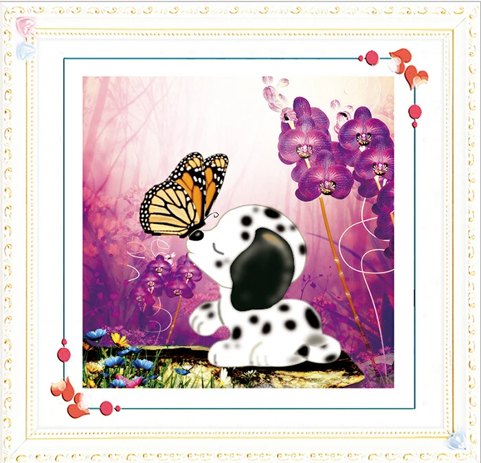 

DIY 5D Diamond Embroidery Cross stitch Painting Rhinestones Animals Butterfly Dog Kiss Cartoon Children Room Decoration