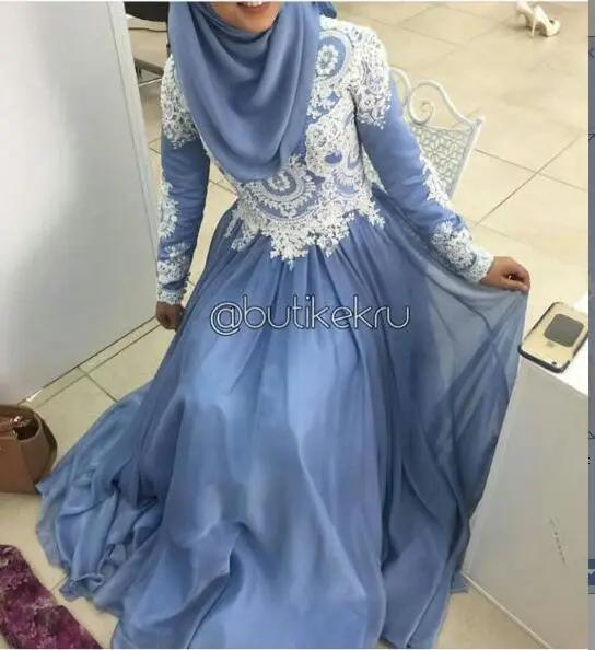 Синий Мусульманин Дубай Саудовская Аравия Ближний Восток Вечернее Платье Белого