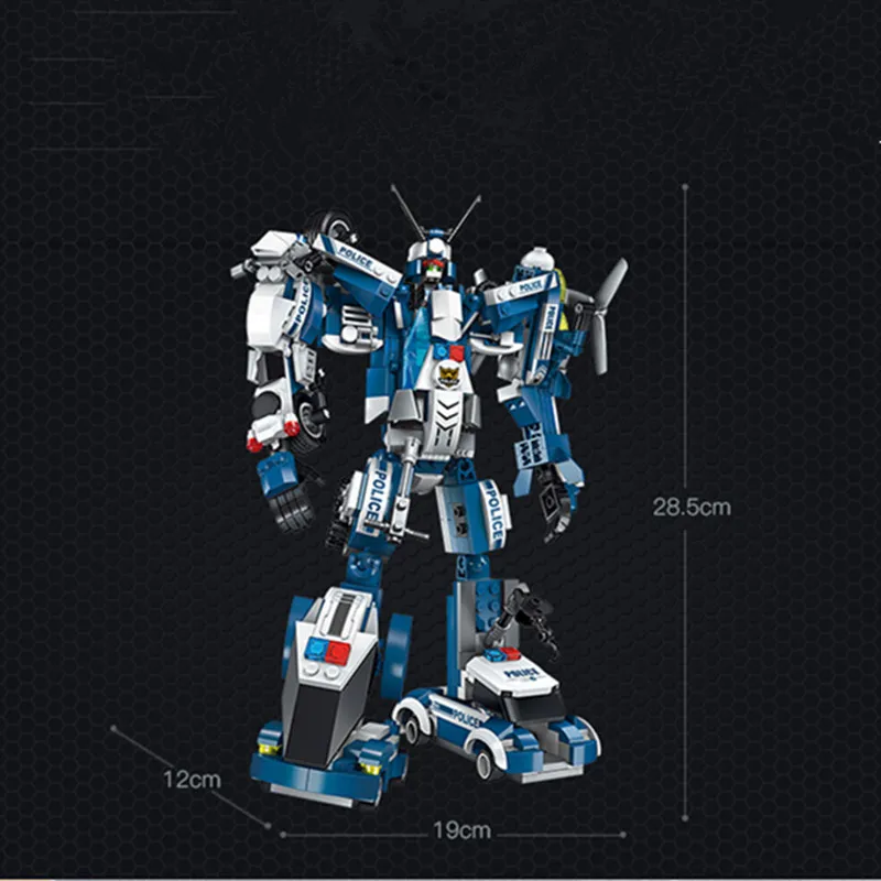 Raging Warrior Deformation Robot самолет полицейский автомобиль модель кирпичи совместимые