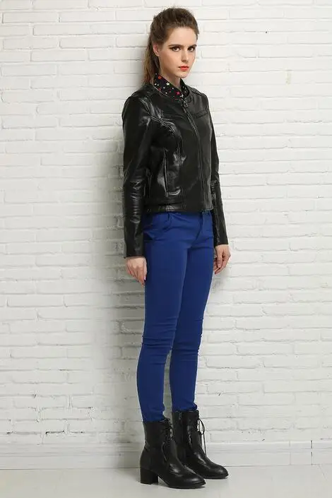 female short design sheepskin coats womens motorcycle genuine leather jacket women jaqueta de couro motoqueiro outerwear spring