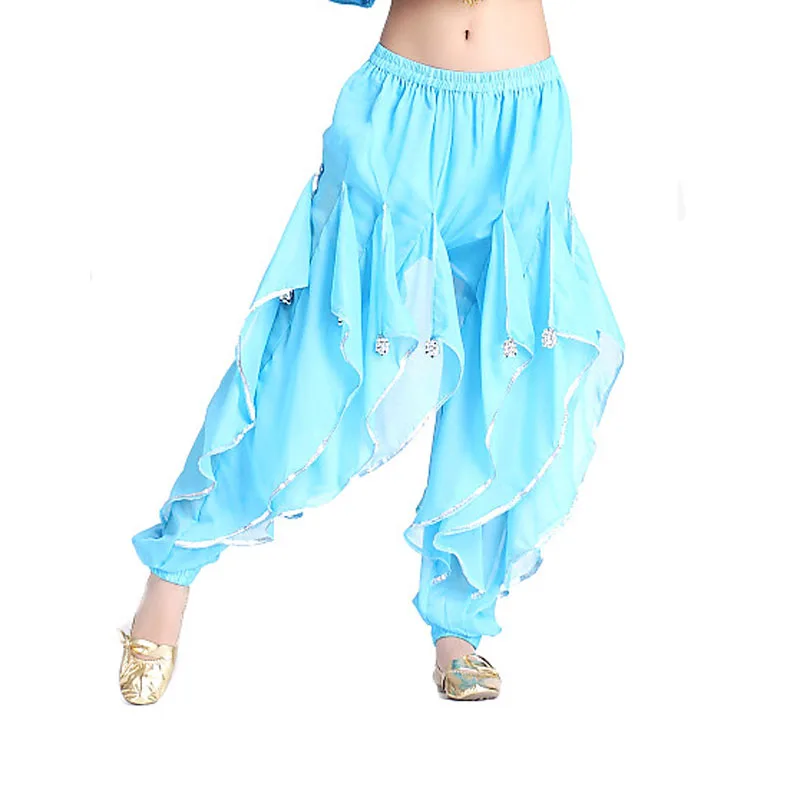 Костюм для танца живота шаровары юбка с серебристыми волнистыми брюками 12