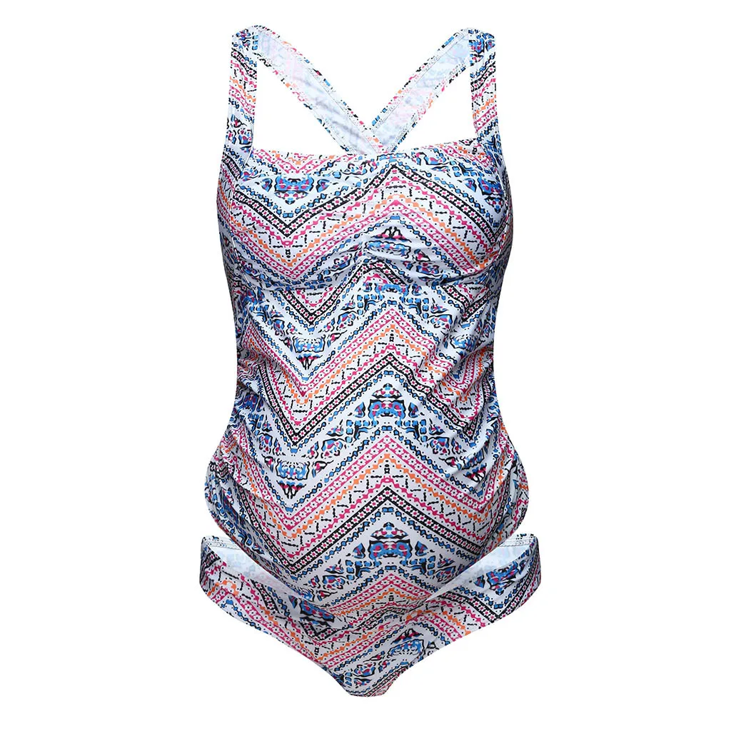 Модные танкини для беременных женщин бикини с цветочным принтом купальник